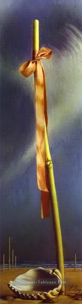 Noeud rose et coquillage au bord de la mer Salvador Dali Peintures à l'huile